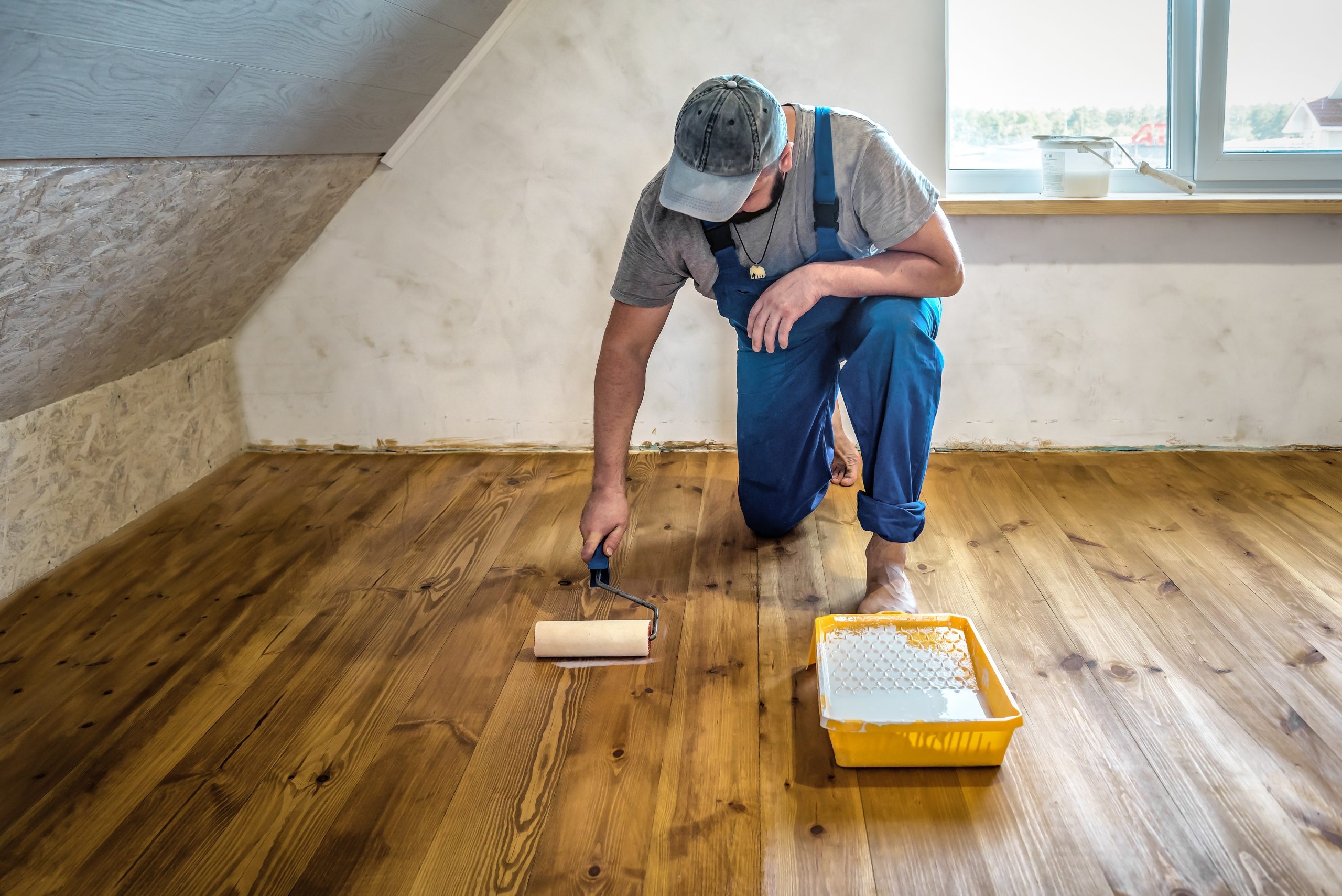 Wood Floor Sanding in Brockley with lacquer finishing on solid pine floorboards in a residential room